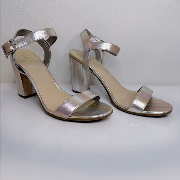 Circus by Sam Edelman Silver Rainbow Ankle Strap Block Heels, Size 9 VGUC - Picture 3 of 6
